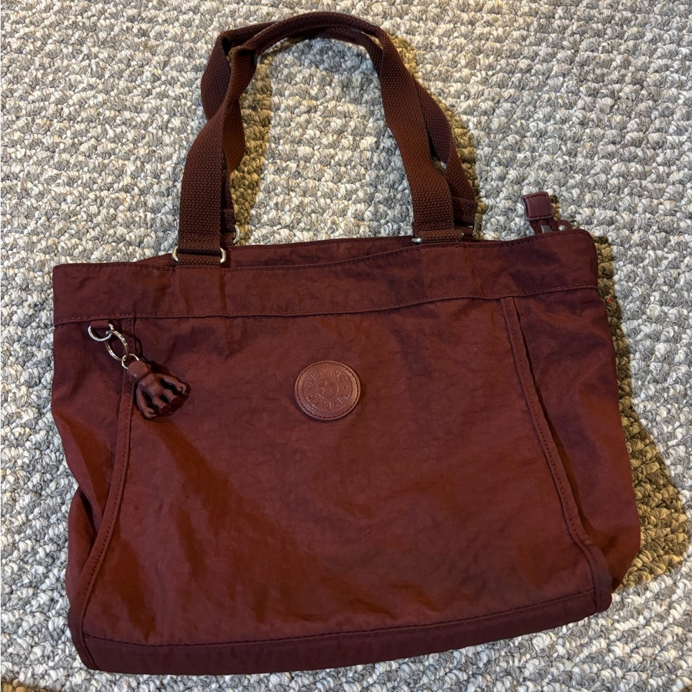 Kipling Maroon Nylon Tote Bag - Everyday Carry w/ Keychain